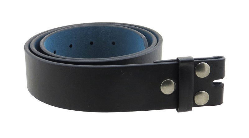 BC Belts Leather Belt Strap with Smooth Grain Finish 1.5" Wide with Snaps (Black-L) - Image 3